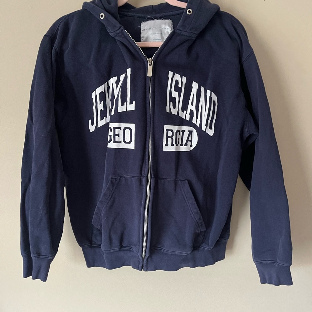 Jekyll Island navy, zip up hoodie